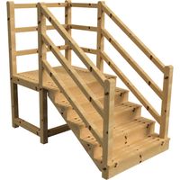 MILANO Außentreppe 5 geschlossene Stufen H88 cm - Podest L116 x B120 cm - Treppengeländer links und rechts - Podestgeländer rechts und hinten