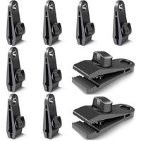 10 Pièces Clips de Bâche, Pièces de Fixation de Bâche, Crochets de Bâche, Clips de Tente de Camping Coupe-Vent, Accessoires de Clip Coupe-Vent Résistant au Soleil (Noir)