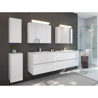 Badmöbelset Taifun 190cm 5tlg mit 2x Spiegelschrank und 2x Badschrank weiß Hgl