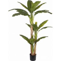 Albero di Banano Artificiale 180cm con 3 Fusti e 20 Foglie Realistiche, Pianta Tropicale Decorativa per Interni, Uffici, Giardino, Terrazzo