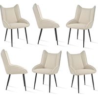 Bon Furni Chaises de Salle à Manger Rembourrées en Tissu Beige, Lot de 6