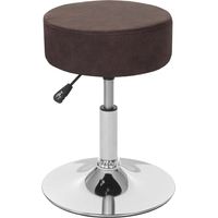 Tabouret HWC-C22, hauteur réglable Ø 35 cm imitiation daim - brun foncé vintage