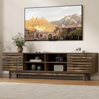 Meuble TV avec Prise Électrique Intégrée, Meuble Bas pour Téléviseur jusqu’à 65 Pouces, Meuble Télé pour Salon, Salle à Manger, Chambre, Chêne