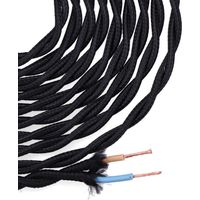 Geflochtenes Textilkabel 2x0,75 mm C-41, schwarze Seide, 5 m