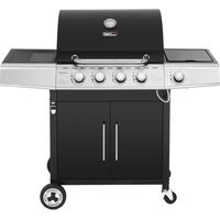 Royal Gourmet – Barbecue à gaz 4+1 brûleurs inox 14,5 kW – Thermomètre intégré – 2 tables d’appoint – Roues directionnelles – Noir
