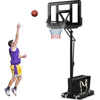 Costway – Panier de basket portable sur pieds – Hauteur réglable 143-305cm – Panneau en PET incassable 111cm – Base stable avec sac de sable et roues