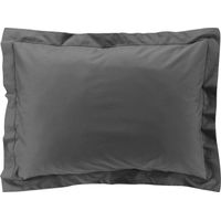 Taie d'oreiller volant plat 100% percale de coton ORIGINE Gris 50x70 cm