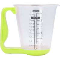 Tasse à mesurer portable de cuisine 1 kg avec balance électronique et écran LCD, verte, idéale pour le café, le lait et les condiments.