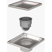 Duschrinne Edelstahl Bodenablauf Ablaufrinne Duschablau flach + Siphon für Bad 110x110mm Edelstahl