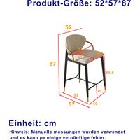 Set de 2 tabourets de bar en chenille marron clair, réglables en hauteur, contraste noir et doré, avec dossier et repose-pieds