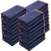 VEVOR Mantas para Mudanzas de Muebles 2032x1829 mm Mantas de Protección de Embalaje Resistentes 12 Piezas Tela no Tejida Algodón Reciclado para Proteger Muebles, Pisos, Electrodomesticos, Azul/Naranja