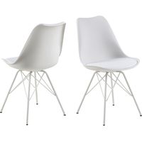 AC Design Furniture Emanuel Sedia da Pranzo, finta pelle, Bianco, L: 54 x W: 48.5 x H: 85.5 cm, 2 Unità