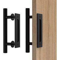 Lot De Poignée De Porte Coulissante De 30cm, Noire, Avec Poignée De Porte Coulissante, Grande Taille Rustique, Convient Pour Portails, Garages, Armoires