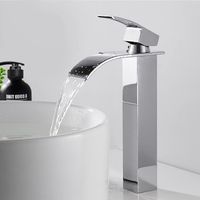 Hoher Wasserfall-Badezimmerhahn, Chrom-Silber, Einhebel-Mischbatterie, Spültischarmatur, Edelstahl SUS304, langlebig, antioxidativ, elegantes Design