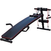Banco de Abdominales Altura Ajustable Banco de Musculación Multifuncional para Fitness Entrenamiento de Espalda Abdominal Piernas Carga 120kg con 2 Cuerdas y 1 Tirador de Resorte