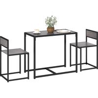3-teiliges Bartisch-Set Hochtisch-Set 3-teilig, 2 Stühle, 1 Tisch, 90 cm x 47 cm x 76 cm, Grau
