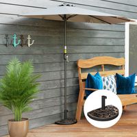 Pied de parasol en acier inoxydable avec poignées, semi-circulaire, support de parasol, poids pour parasols de Ø3,8 à Ø4,8 cm, pour balcon, terrasse, jardin, bronze