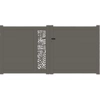 Portail aluminium battant découpe laser en kit dimensions L.4000 (entre piliers) x H.1500 mm Couleurs Gris quartz (RAL 7039)