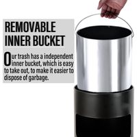 Poubelle extérieure grande capacité, poubelle de 30 litres, poubelle polyvalente avec réservoir profond, 25 X 61 cm (noir)