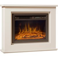 Mueble con chimenea eléctrica para salón, lacado blanco, LED multicolor, 1000/2000W, control remoto, termostato, Alaska