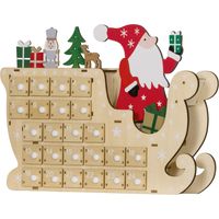 Calendrier de l'Avent en bois 24 tiroirs réutilisable à remplir Naturel 22,5x8x36 cm