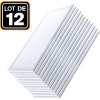 Europalamp – Pack de 12 dalles LED 1200x300mm 40W blanc froid 6000K – Haute luminosité 3600lm – Pour faux plafonds intérieurs – IP20
