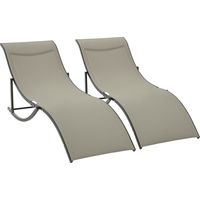 Set 2 Sdraio da Giardino Pieghevoli, Lettino Prendisole in Alluminio e Textilene, 61x165x63cm