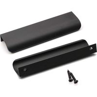 10er-Set Schwarzer Küchenmöbelgriff, Schwarzer Küchengriff, Schwarzer Profilgriff, Mattschwarzer Möbelgriff aus Aluminiumlegierung, Mittenabstand 128 mm, Länge 150 mm (Schwarz) - Crezuo