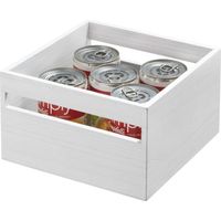 iDesign Eco Wood Porta Oggetti con Manici, Piccolo Contenitore armadietti Paulownia, Scatola Legno portaoggetti per Cucina e Altri Ambienti, Bianco, 25.4x25.4x15.5cm