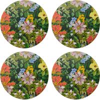 Creative Tops Set de 4 sets de table ronds avec imprimé floral tropical, support en liège, résistant à la chaleur et aux taches, protecteurs de surface de jusqu'à 120°C, 40 x 29 cm