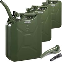 Monzana – Lot de 3 jerricans en métal 20L – Homologué ONU – Étanche avec bec verseur – Pour essence, diesel, huile – Acier laminé à froid