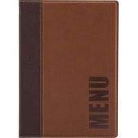 SECURIT - Porta Menu Linea Trendy - Per Caffè, Ristoranti, Bar - Similpelle - Formato A5 - 1 Doppio Inserto Incluso - Colore Marrone