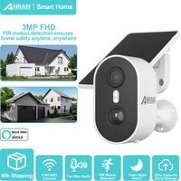 Überwachungskamera Aussen Akku, Kabellose Überwachungskamera mit Solarpanel, PIR-Bewegungserkennung und Alarm, Farbnachtsicht, Alexa Unterstützt, 2-Wege-Audio, ANRAN C2 Weiß