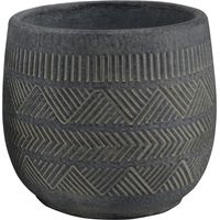 Vaso tondo basso da giardino in fibra di argilla antracite 18x18x16 cm Cistus