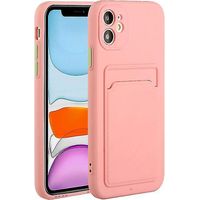 Coque de protection antichoc en TPU rose avec emplacement pour carte pour iPhone 12