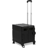 Randaco Chariot de course pliable 50L avec couvercle, 4 roues, panier trolley pour courses et maison, noir