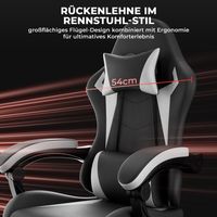 Gaming Stuhl Ergonomisch Gaming Chair mit Lendenkissen und Kopfstütze, Gamer Stuhl Höhenverstellbar, Pc Stuhl für Erwachsene Mädchen Junge, Schwarz-weiß