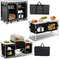 SWANEW Cucina da Campeggio Pieghevole, 2 Scomparti, con Piano d'Appoggio in Alluminio e Borsa per il Trasporto (Tye B, 2 scomparti)