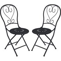 Lot de 2 chaises de jardin pliantes en métal façon fer forgé - Anthracite - GUERMANTES de MYLIA