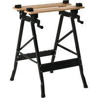 Banco de Trabajo Plegable Portátil con Tableros Ajustables Ángulo y Distancia 63,5x60,5x78 cm Natural y Negro
