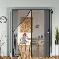 MagnéTique Moustiquaire Porte 165 x 210 cm Fermeture Automatique Anti Insectes Moustiquaire pour Portes de balcon Salon Terrasse Montage par Sans Perçage - Noir