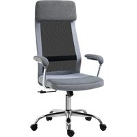 Sedia da Ufficio Ergonomica Girevole, Altezza Regolabile e Dondolamento, Poltrona in Tessuto a Rete 65x67x119-129cm Grigio