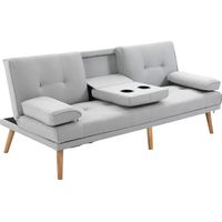 Canapélit Canapélit confortable 181x77x72cm 3 places gris clair canapélit en linge