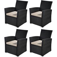 Melko 4er Poly Rattan Garden Terraces Chair Rattan Chair Garden Chair Rattan Black