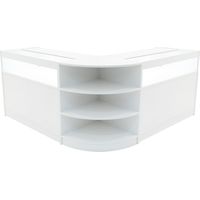 Set Mostradores Comerciales "THESEUS" Blanco 2x B1200+1xLM60 MDF y vidrio templado Estantes y puertas corredizas con cerradura Fácil Montaje Mostrador Recepción Expositor Comercial Mesa