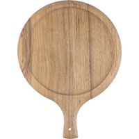 Planche à Pizza Ronde en Bois avec Poignée - Plateau de Service et Planche à Découper pour Cuisine
