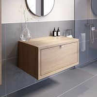 Bathroom Oak Wall Hung Vanity Unit Cabinet Storage Unit 800mm