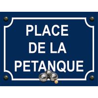 Plaque métal place de la pétanque 20 × 15 cm