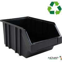 Novap – Bac de rangement éco concept noir 8L – Dimensions P300xL200xH150 – Pour espaces confinés – Matériaux recyclés