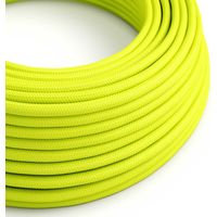 Creative-Cables, Cavo elettrico in tessuto, Giallo Fluo RF10, 3 x 0,75 mm², 50 m, Rotondo, Effetto seta